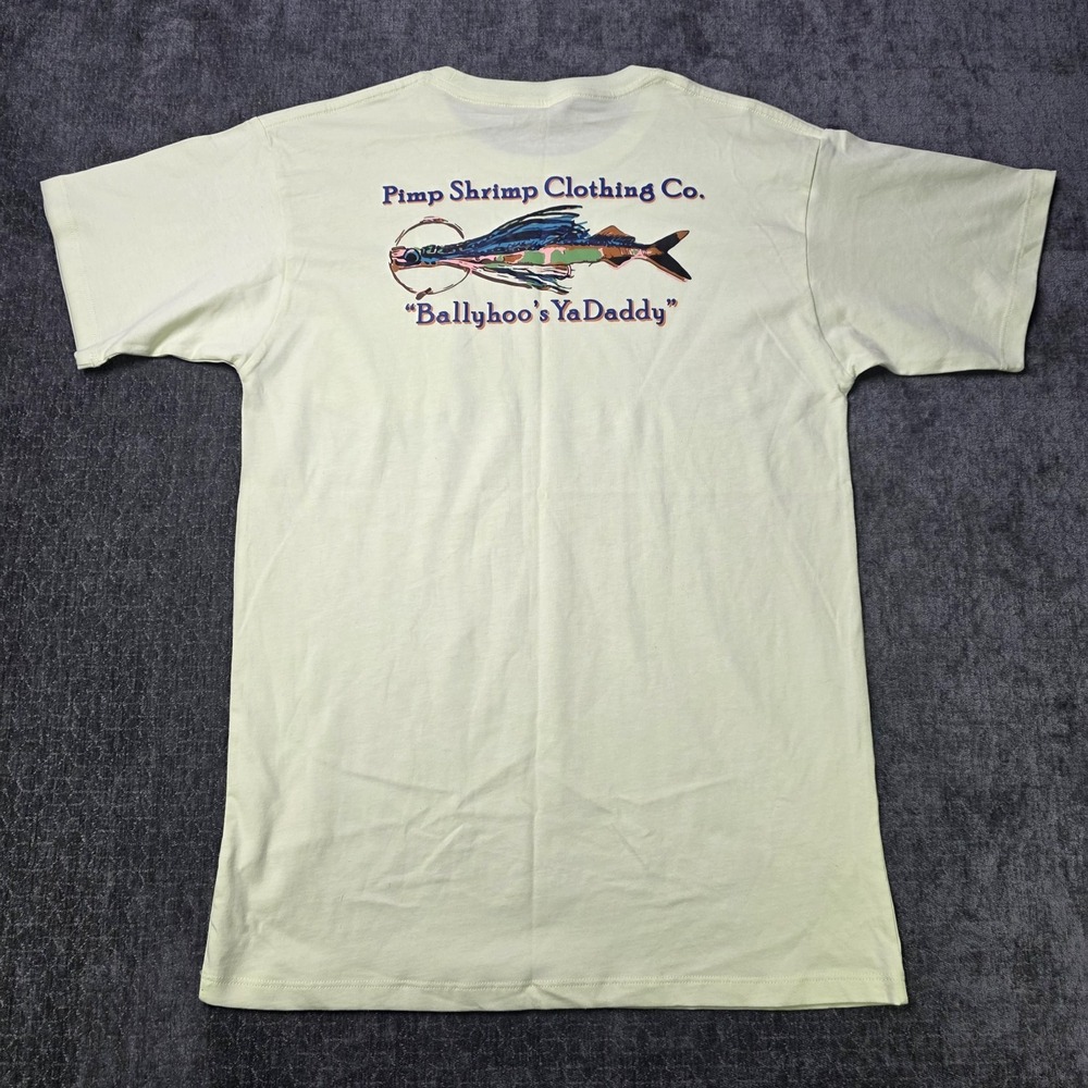 Pimp Shrimp Clothing Co Pocket T Shirt Mens Medium Lime Green Double Sided M